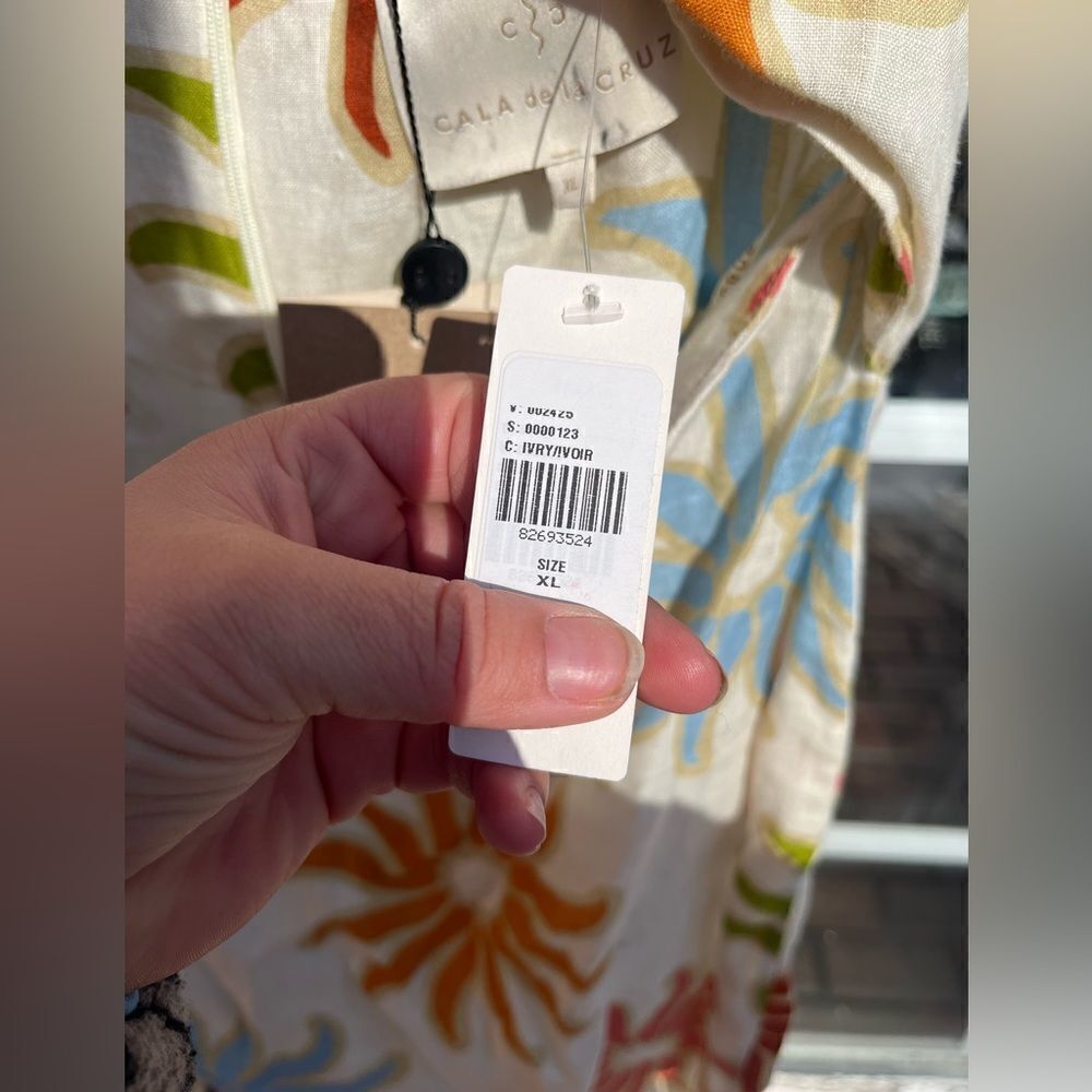 Cala de la Cruz 100% Linen Sunburst Midi Dress - Picture 6 of 14